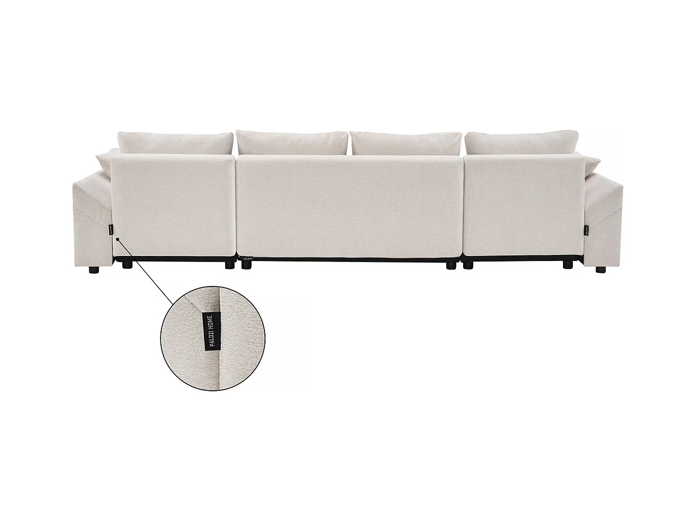 Canapé d'angle panoramique convertible en tissu texturé "Vaugirard II" - 5 places - Beige