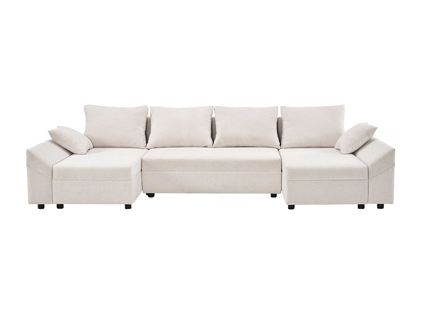 Canapé d'angle panoramique convertible en tissu texturé "Vaugirard II" - 5 places - Beige