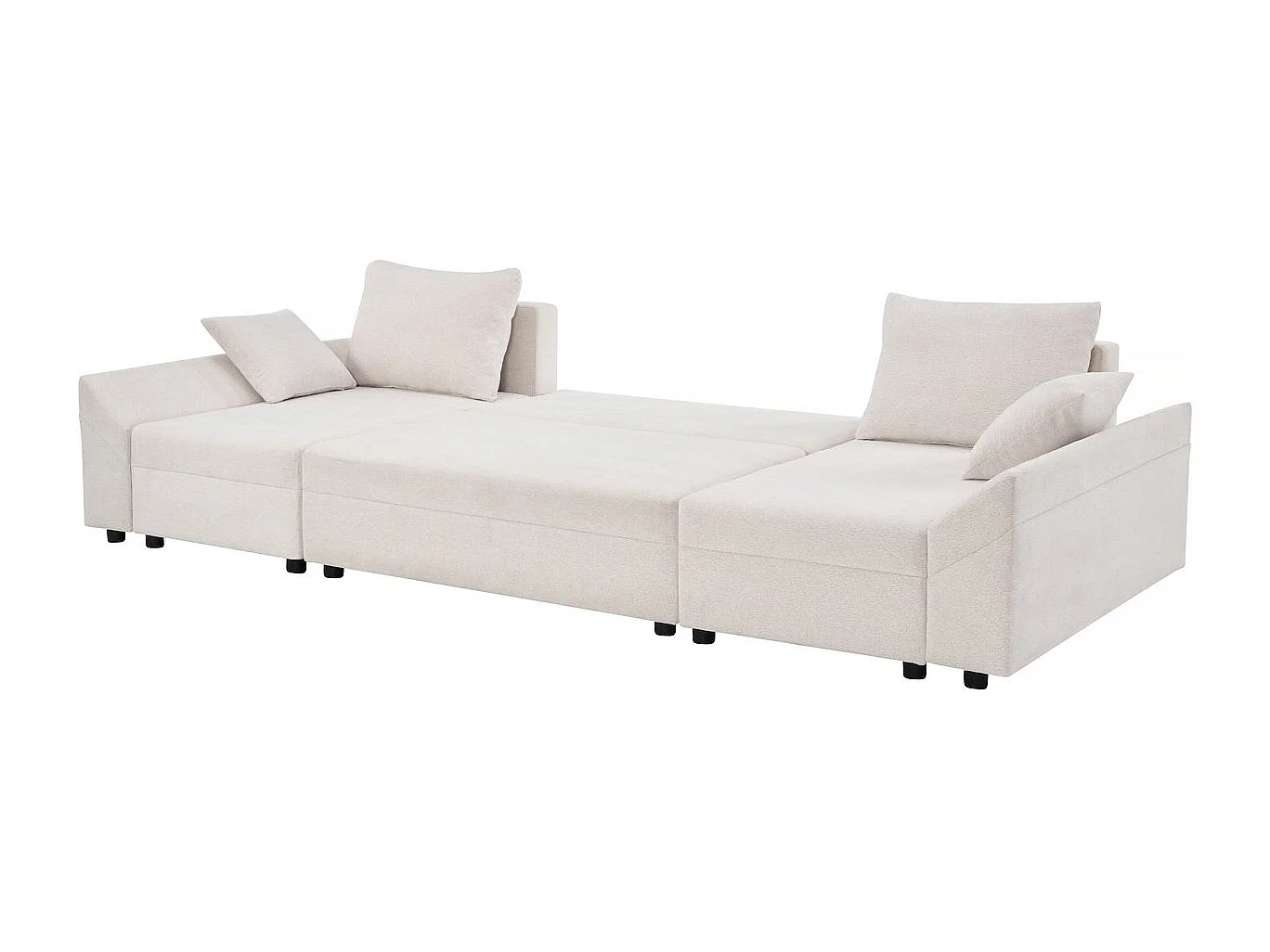 Canapé d'angle panoramique convertible en tissu texturé "Vaugirard II" - 5 places - Beige