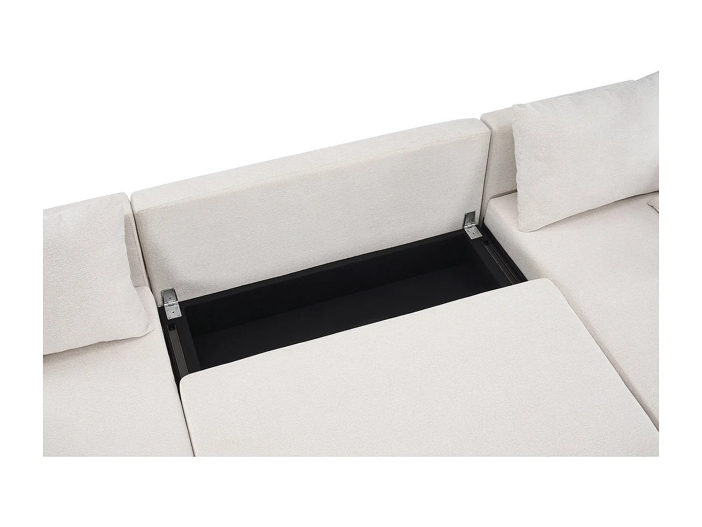 Canapé d'angle panoramique convertible en tissu texturé "Vaugirard II" - 5 places - Beige