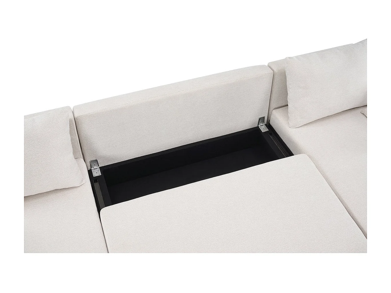 Canapé d'angle panoramique convertible en tissu texturé "Vaugirard II" - 5 places - Beige