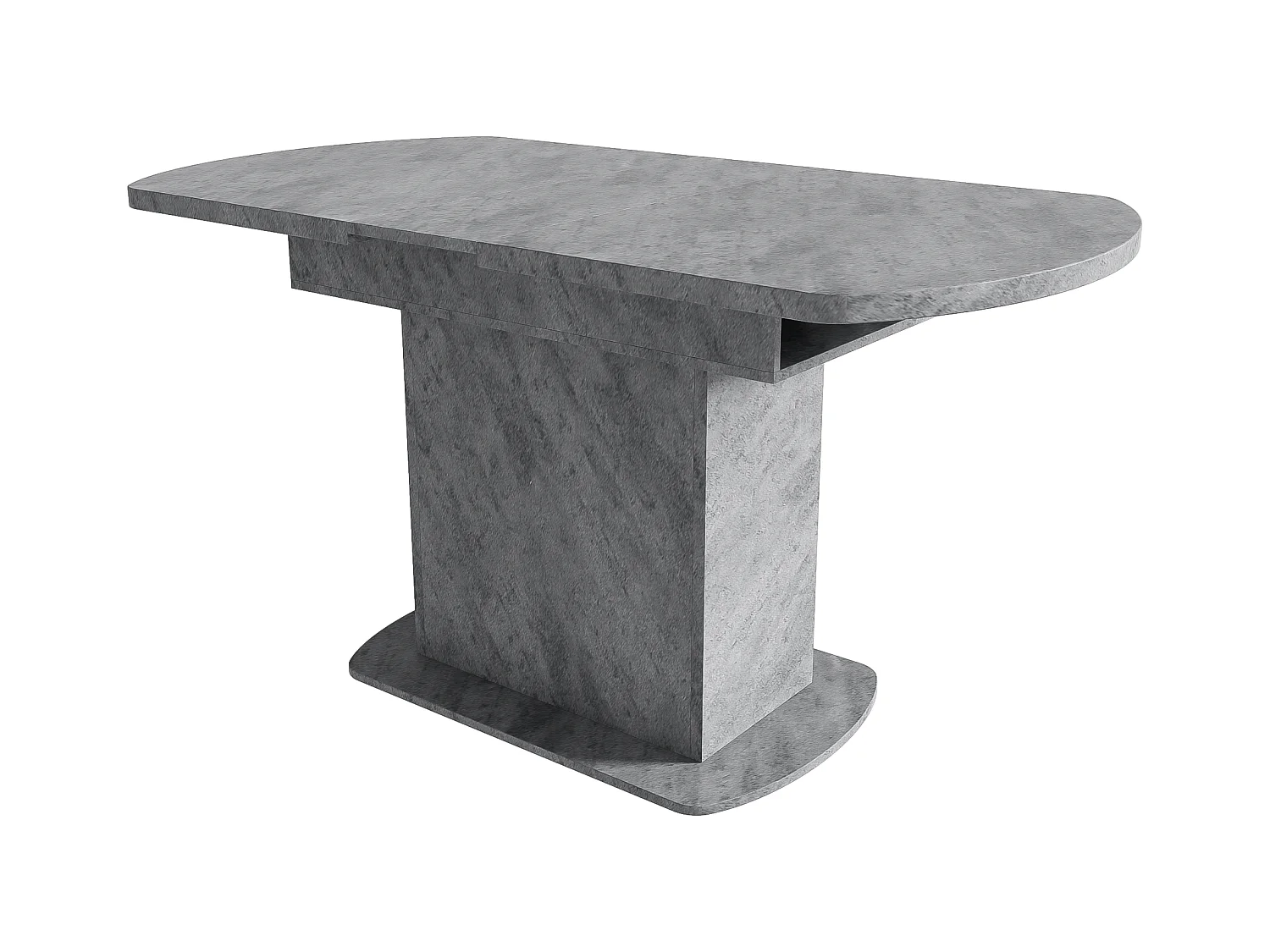 Table à manger ovale extensible - Table gris avec une porte et poignées argentées - avec rangement