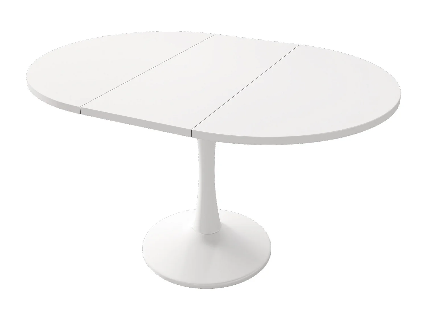 Ovaler Esstisch – Ausziehbarer weißer runder Tisch – für Esszimmer und Wohnzimmer