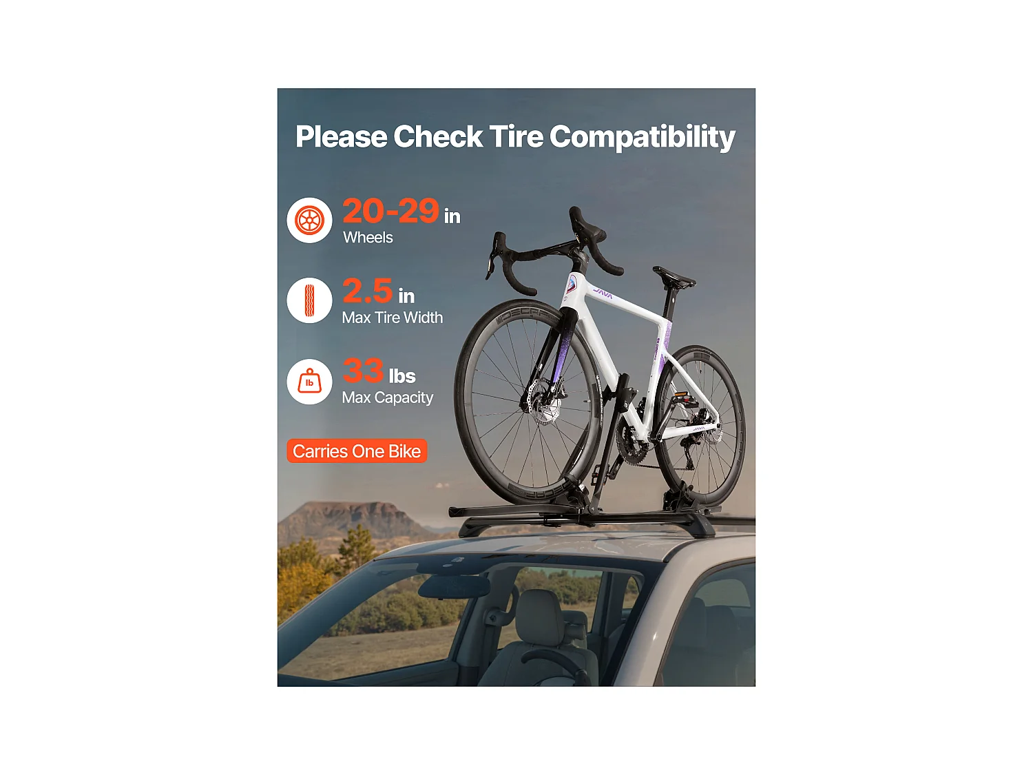 Porte-Vélos SucceBuy de Toit en Aluminium, Capacité de Charge 15 kg, Support pour 1 Vélo, avec Système de Verrouillage Sécurisé, Compatible avec la Plupart