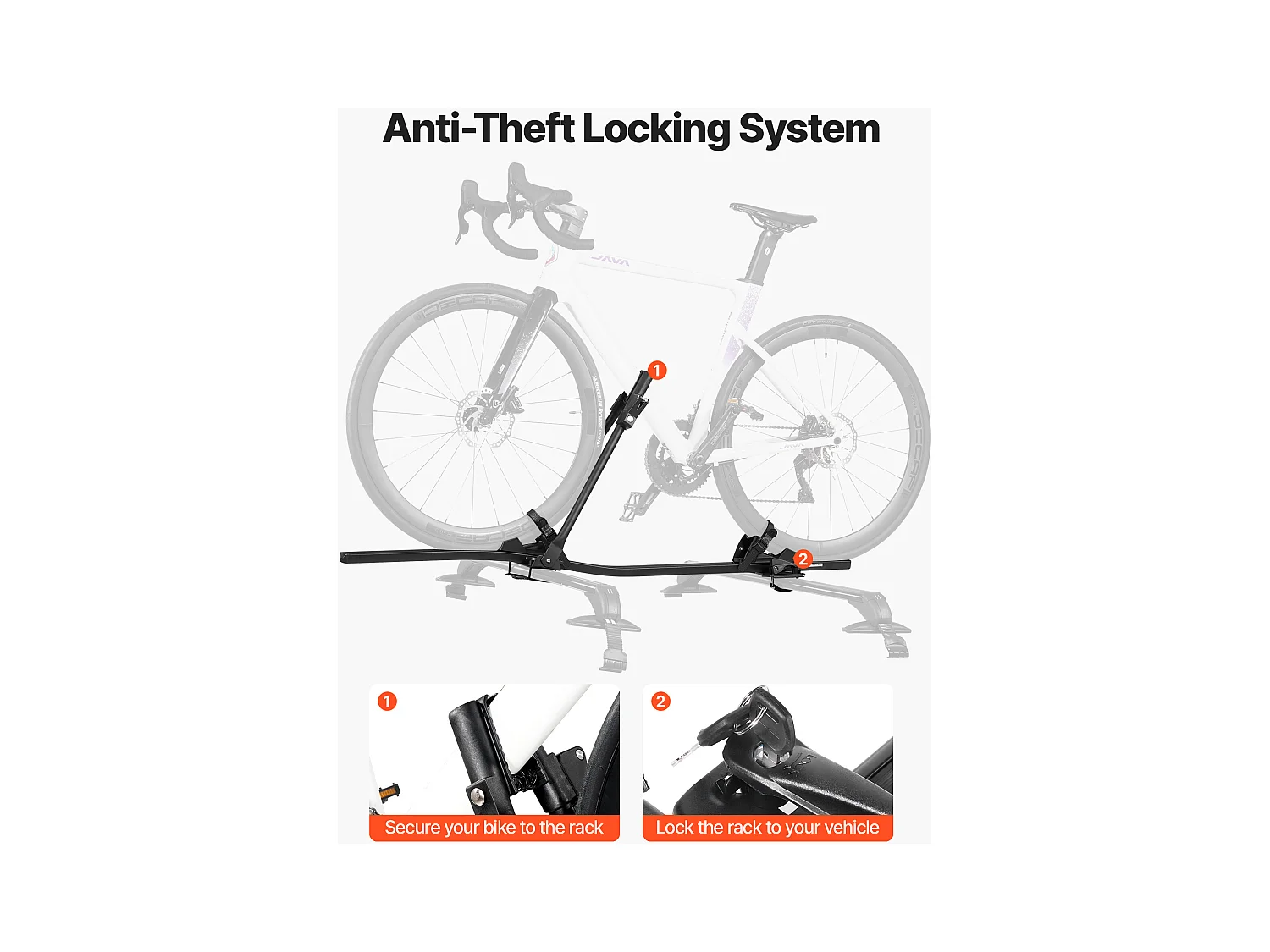 Porte-Vélos SucceBuy de Toit en Aluminium, Capacité de Charge 15 kg, Support pour 1 Vélo, avec Système de Verrouillage Sécurisé, Compatible avec la Plupart