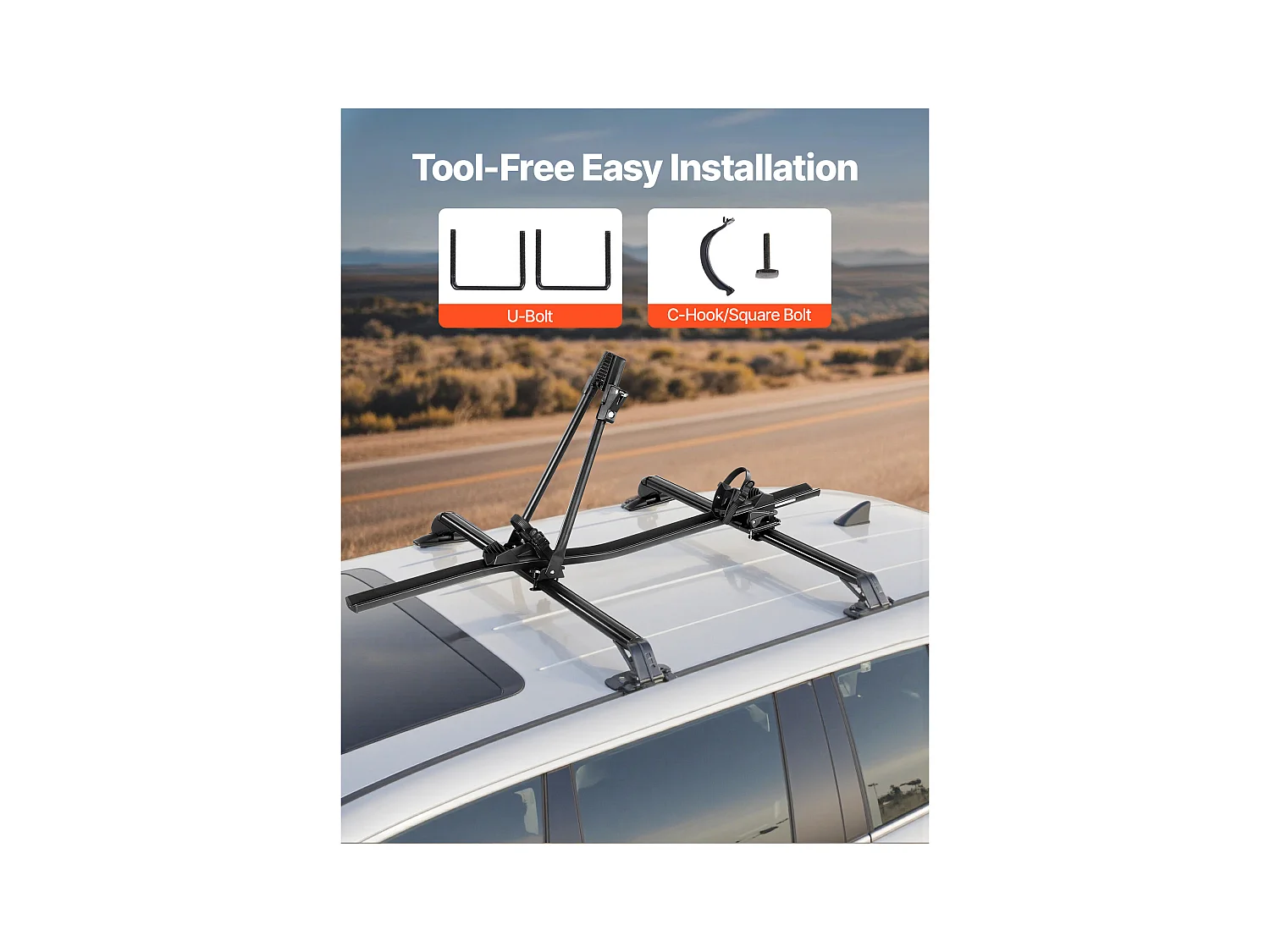 Porte-Vélos SucceBuy de Toit en Aluminium, Capacité de Charge 15 kg, Support pour 1 Vélo, avec Système de Verrouillage Sécurisé, Compatible avec la Plupart