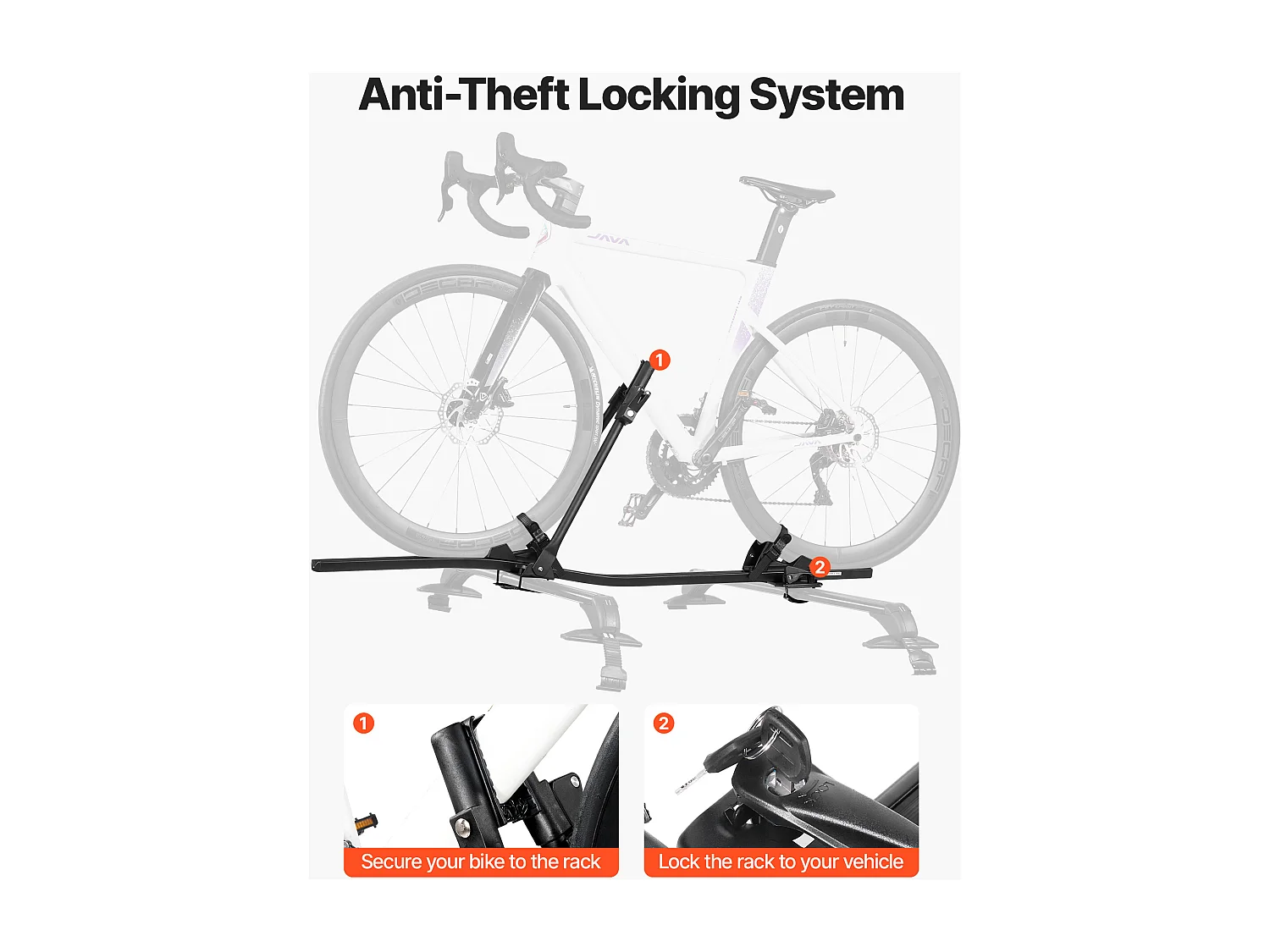 Porte-Vélos SucceBuy de Toit en Aluminium, Capacité de Charge 15 kg, Support pour 1 Vélo, avec Système de Verrouillage Sécurisé, Compatible avec la Plupart