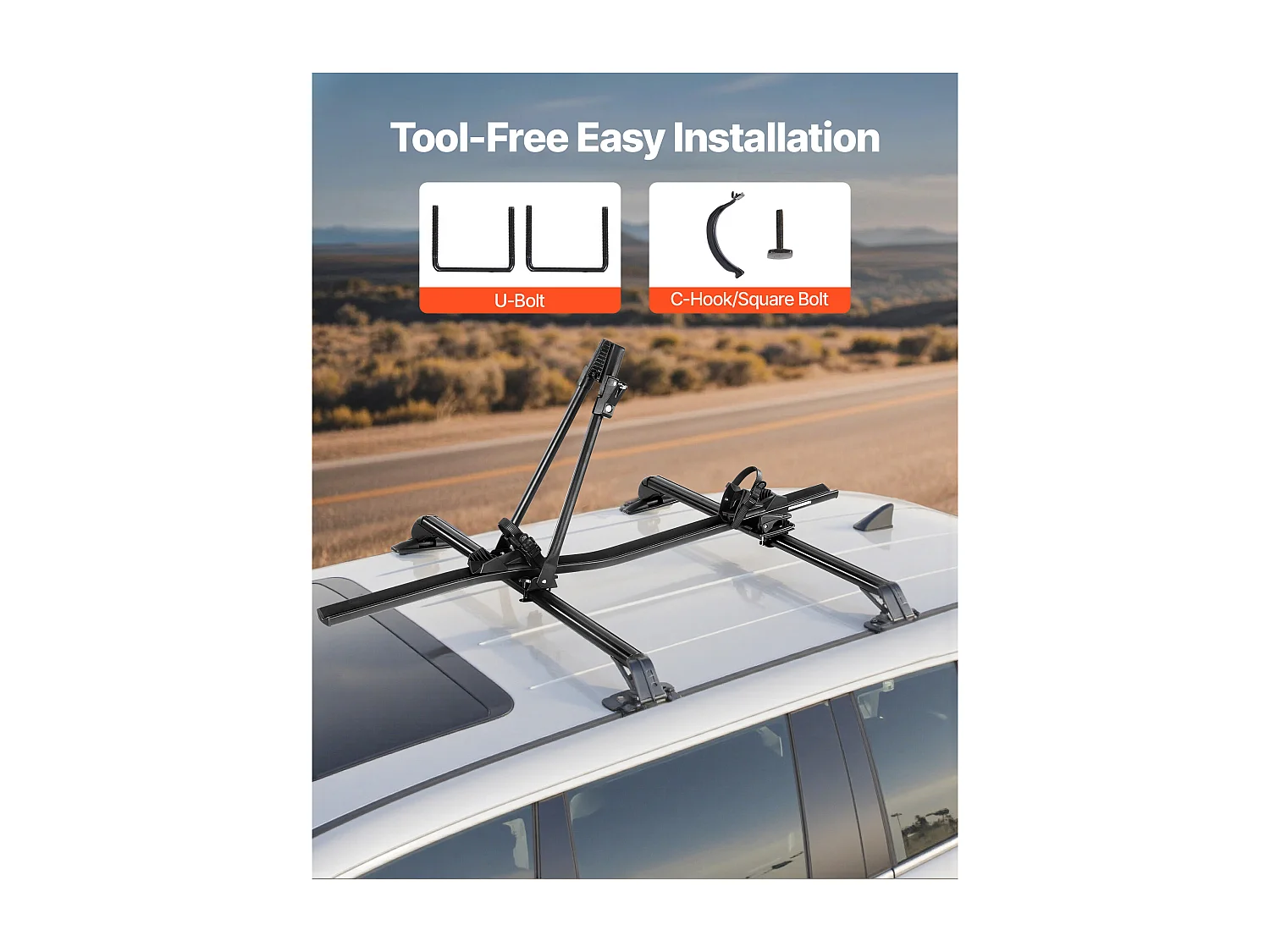 Porte-Vélos SucceBuy de Toit en Aluminium, Capacité de Charge 15 kg, Support pour 1 Vélo, avec Système de Verrouillage Sécurisé, Compatible avec la Plupart