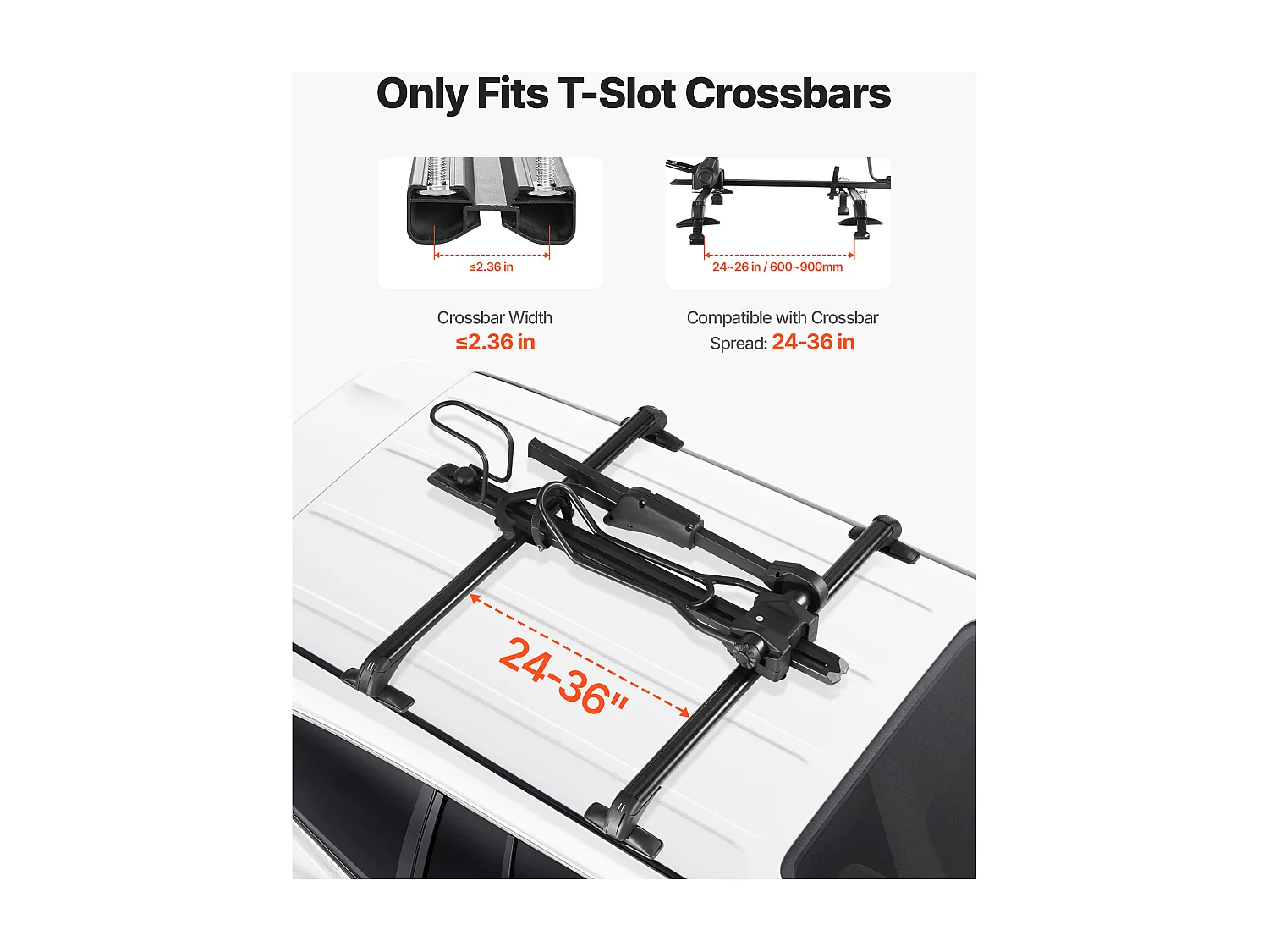 Fietsendragers SucceBuy voor Dak Opvouwbaar, Draagvermogen 15 kg, met Vergrendelingssysteem, Compatibel met T-Sleuf Dwarsbalken