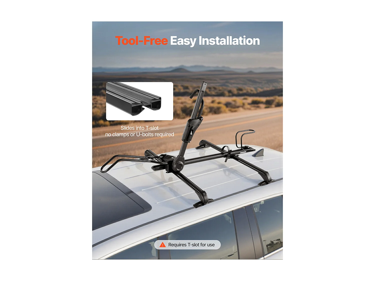 Fietsendragers SucceBuy voor Dak Opvouwbaar, Draagvermogen 15 kg, met Vergrendelingssysteem, Compatibel met T-Sleuf Dwarsbalken