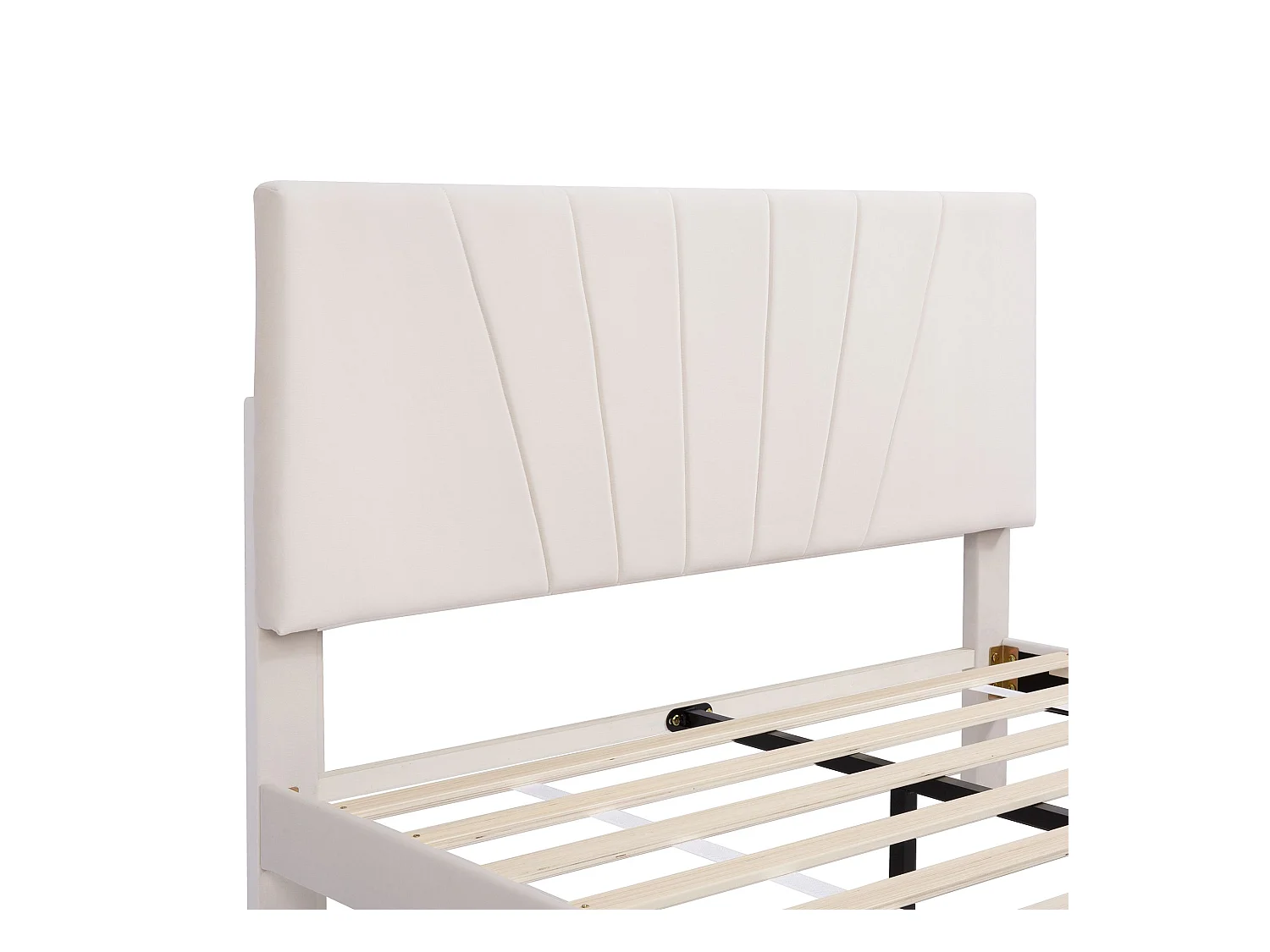 Łóżko podwójne 140 x 200 cm - Łóżko dla dorosłych z 1 dużą szufladą i 4 wysuwanymi szufladami - beżowy aksamit - materac nie jest wliczony w cenę