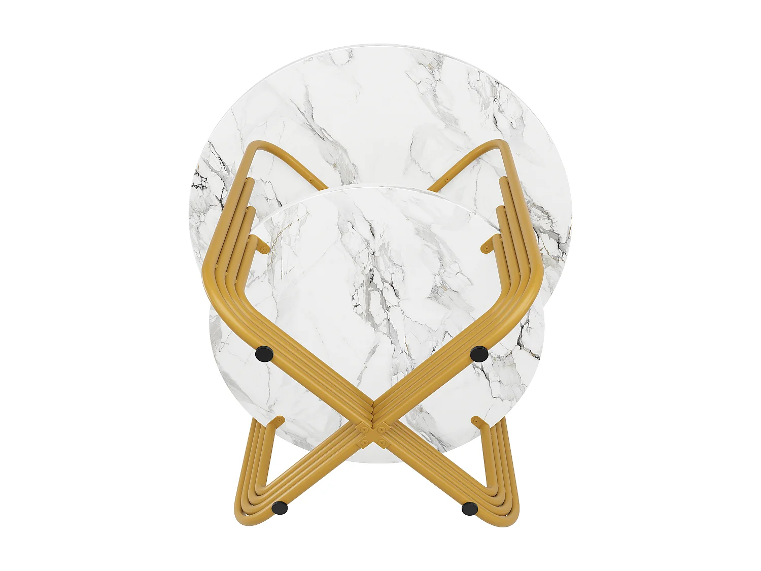 Table à manger ronde - Table blanche avec plateau et pieds réglables - Plateau en MDF - pour la salle à manger et le salon