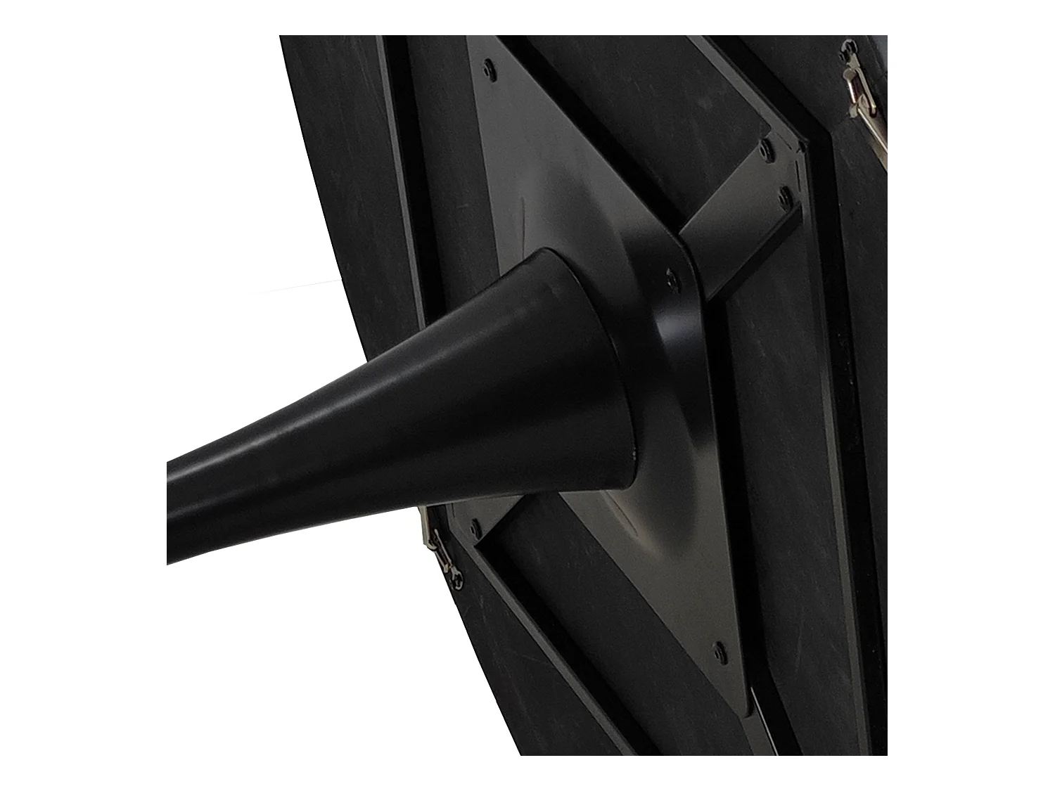 Table à manger ronde - Table à manger noir avec piètement en métal et plateau en bois massif - plateau quatre pièces