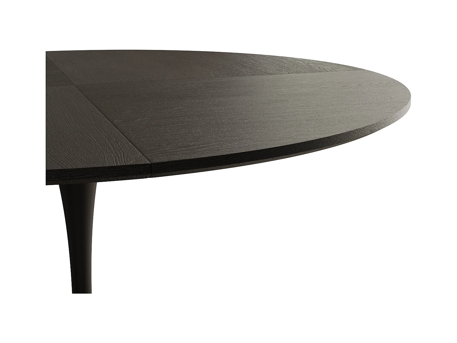 Table à manger ronde - Table à manger noir avec piètement en métal et plateau en bois massif - plateau quatre pièces