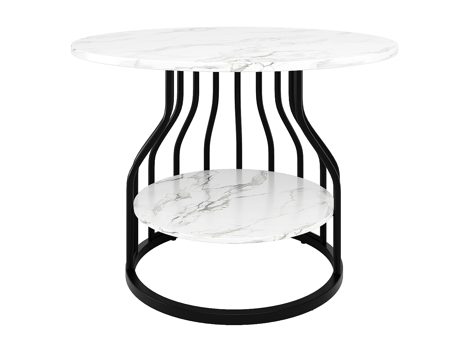 Ronde eettafel - Witte tafel met centraal blad - MDF blad - voor eetkamer en woonkamer