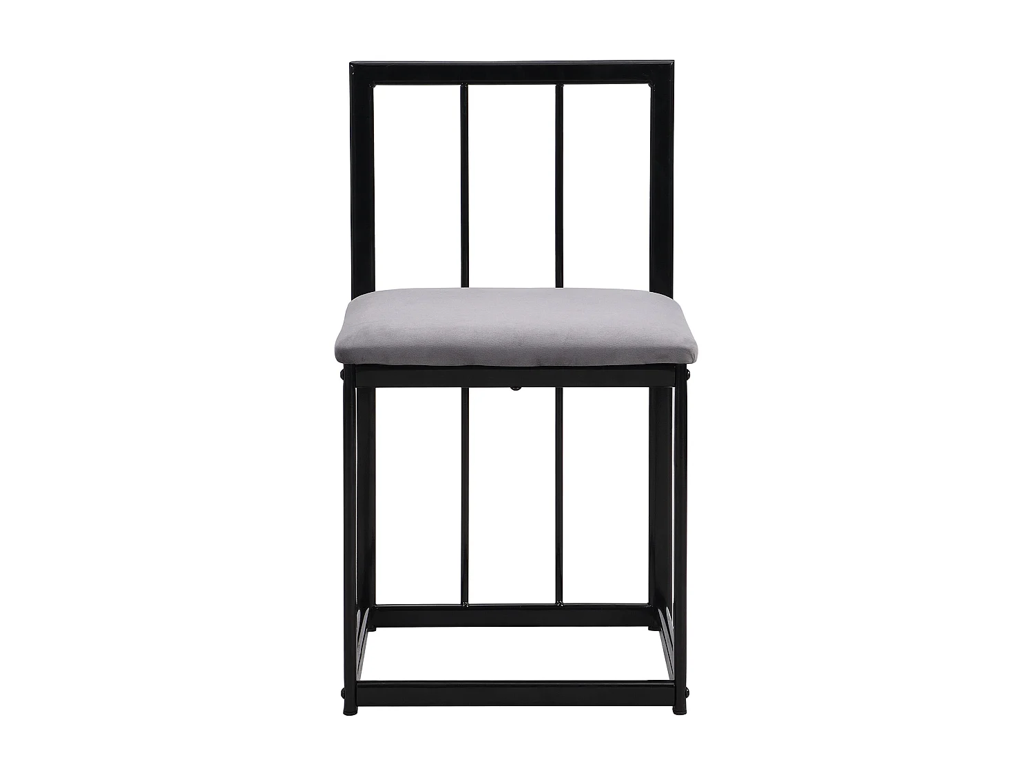 Eetkamerset 6 stoelen - Eetkamerset met grijze kussens en zwart ijzeren frame - witte tafel - voor eetkamer