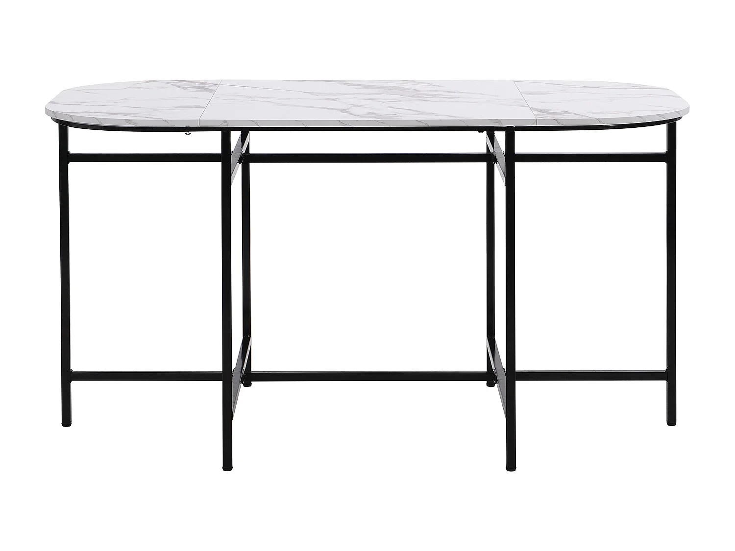 Eetkamerset 6 stoelen - Eetkamerset met grijze kussens en zwart ijzeren frame - witte tafel - voor eetkamer