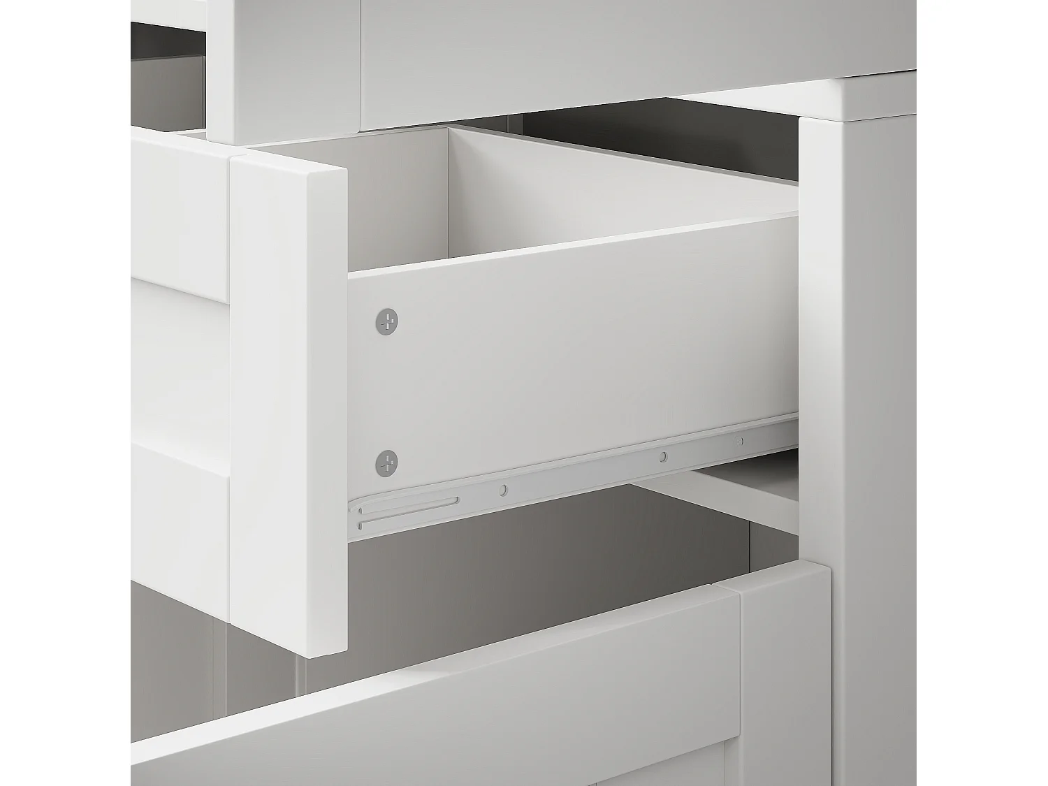 Aparador alto blanco - Mueble alto con 5 puertas y 3 cajones - almacenaje abierto - para cocinas y salones