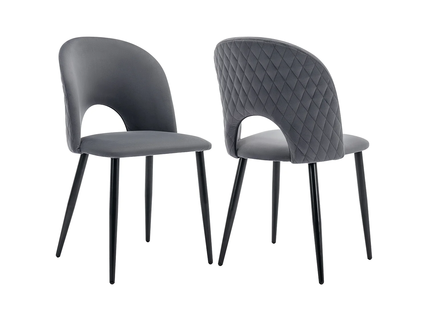 Lot de 2 chaises de salle à manger - Chaise avec dossier et pieds réglables - velours gris