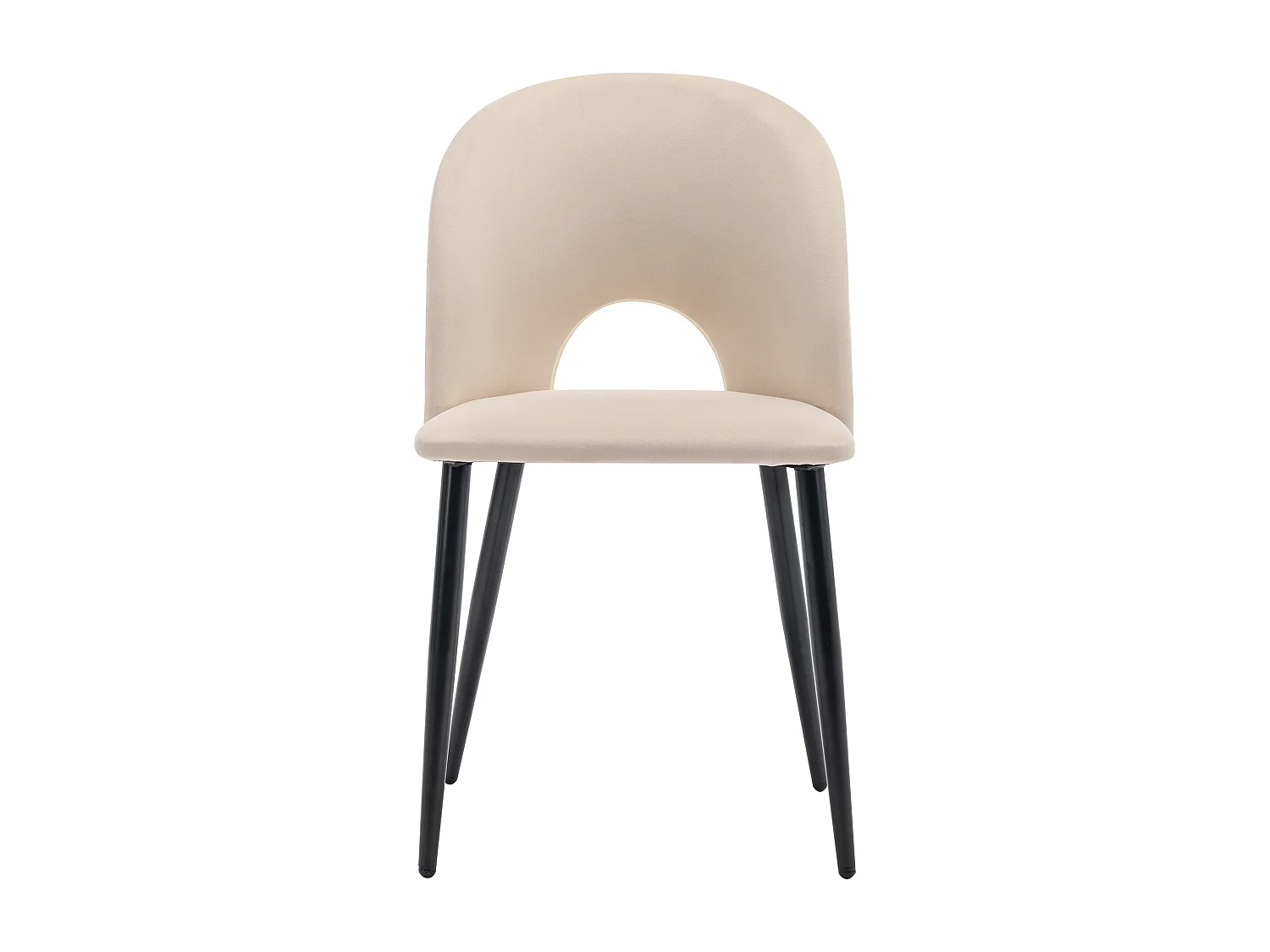 Set van 2 eetkamerstoelen - Stoel met rugleuning en verstelbare poten - beige fluweel
