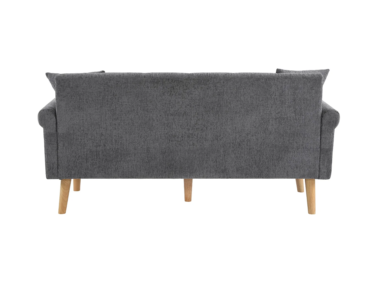 Canapé 2 places gris - Canapé droit avec deux coussins et accoudoirs - chenille - pour le salon et la chambre