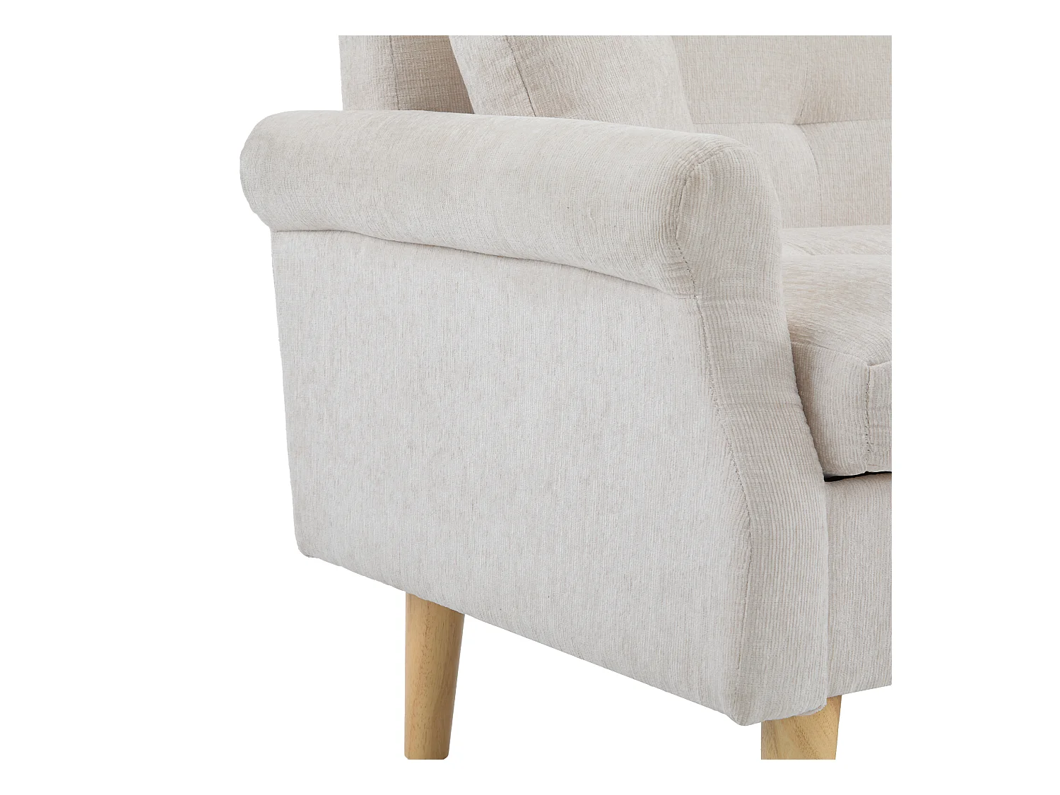 Canapé 2 places beige - Canapé droit avec deux coussins et accoudoirs - chenille - pour le salon et la chambre