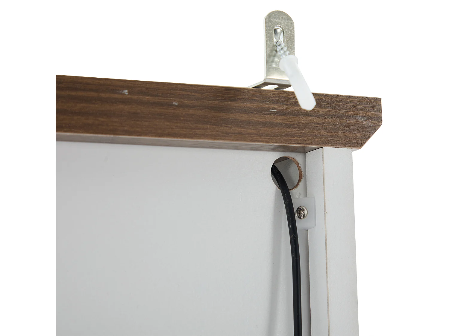 Vitrine 50x35x178 cm LED 1 porte 1 tiroir - meuble de rangement - bois - blanc