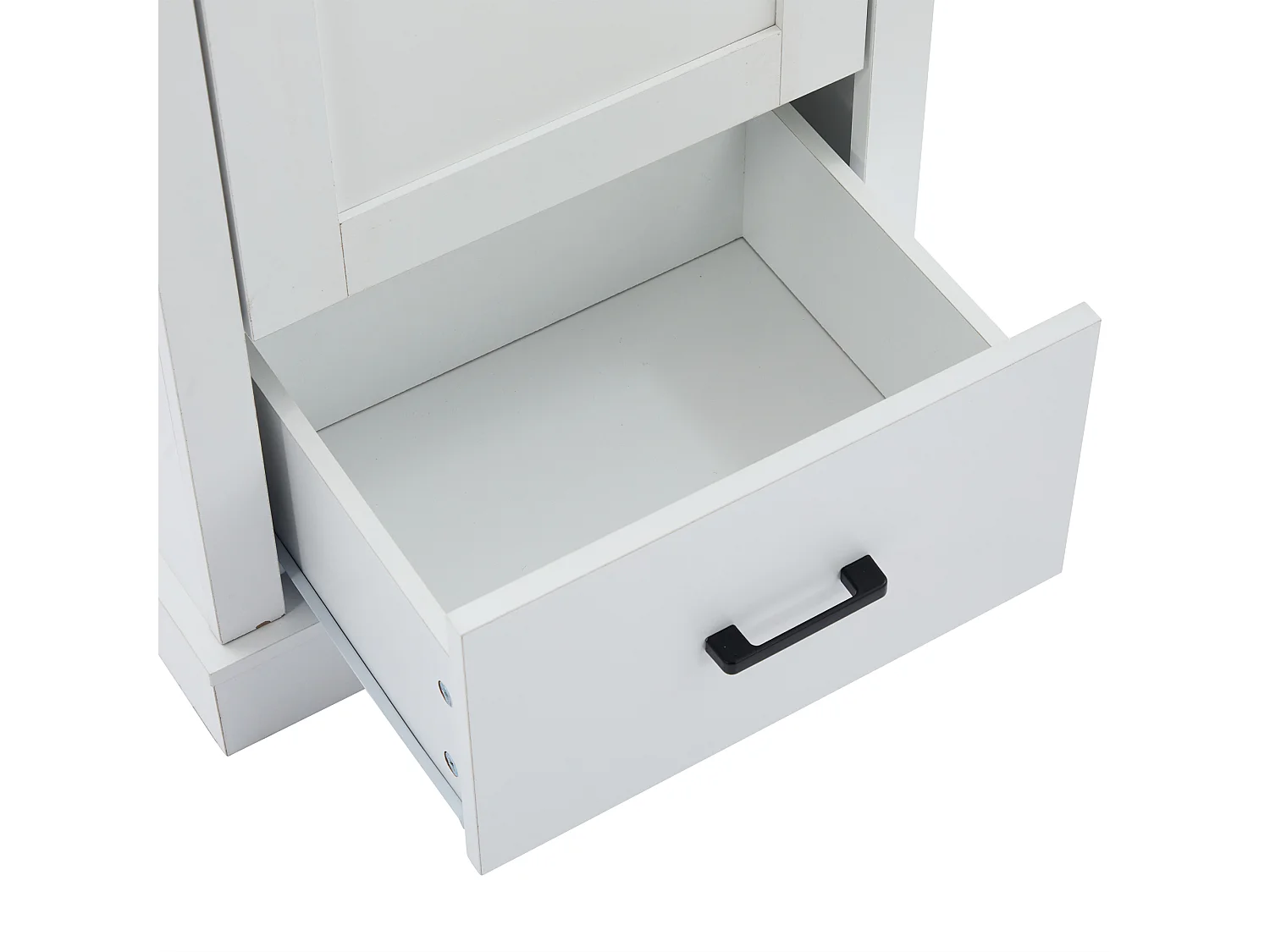 Vitrine 50x35x178 cm LED 1 porte 1 tiroir - meuble de rangement - bois - blanc