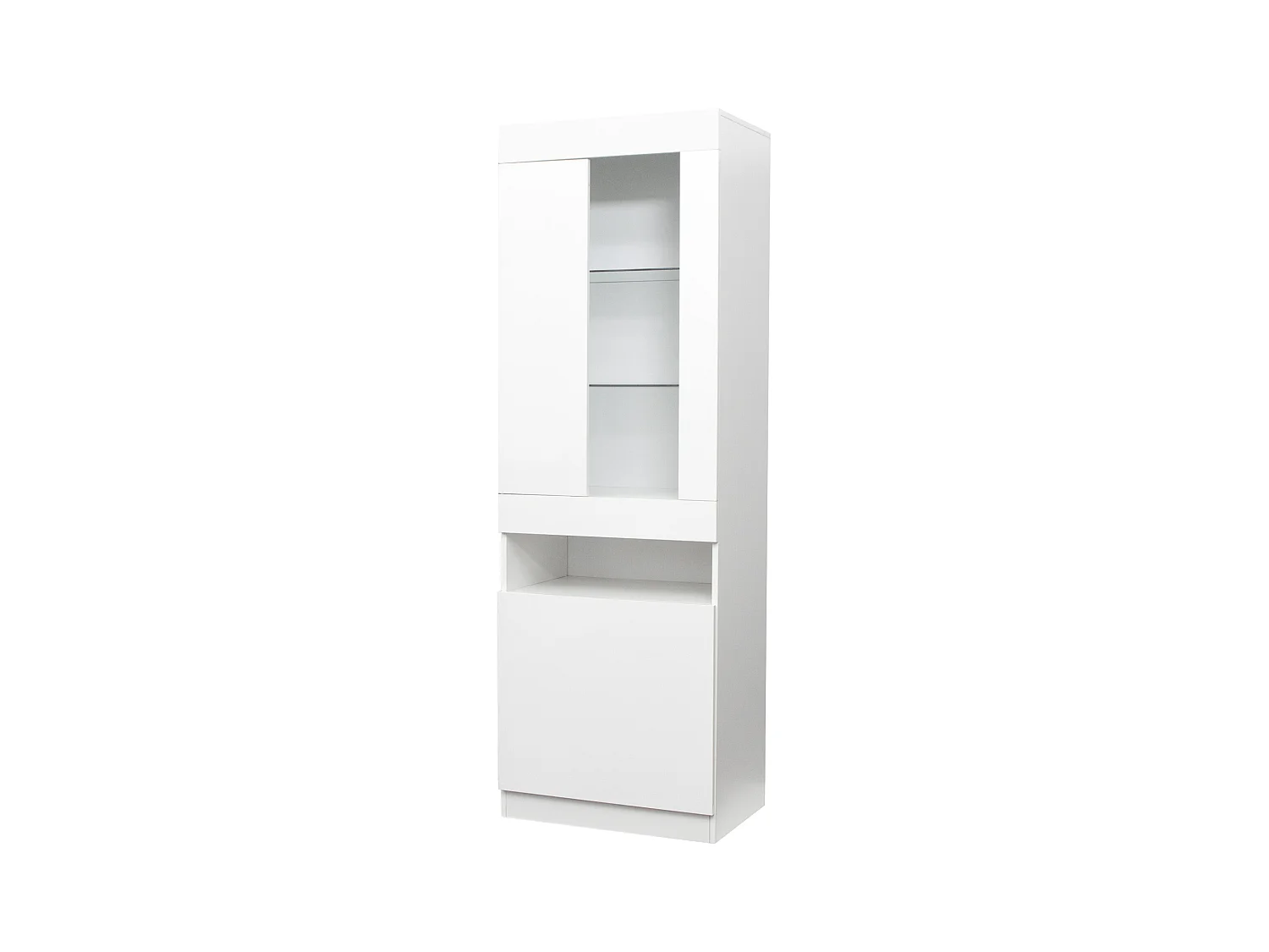 LED boekenkast vitrinekast met 2 deuren en glazen planken - opbergmeubel - hout - wit (50x40x180 cm)
