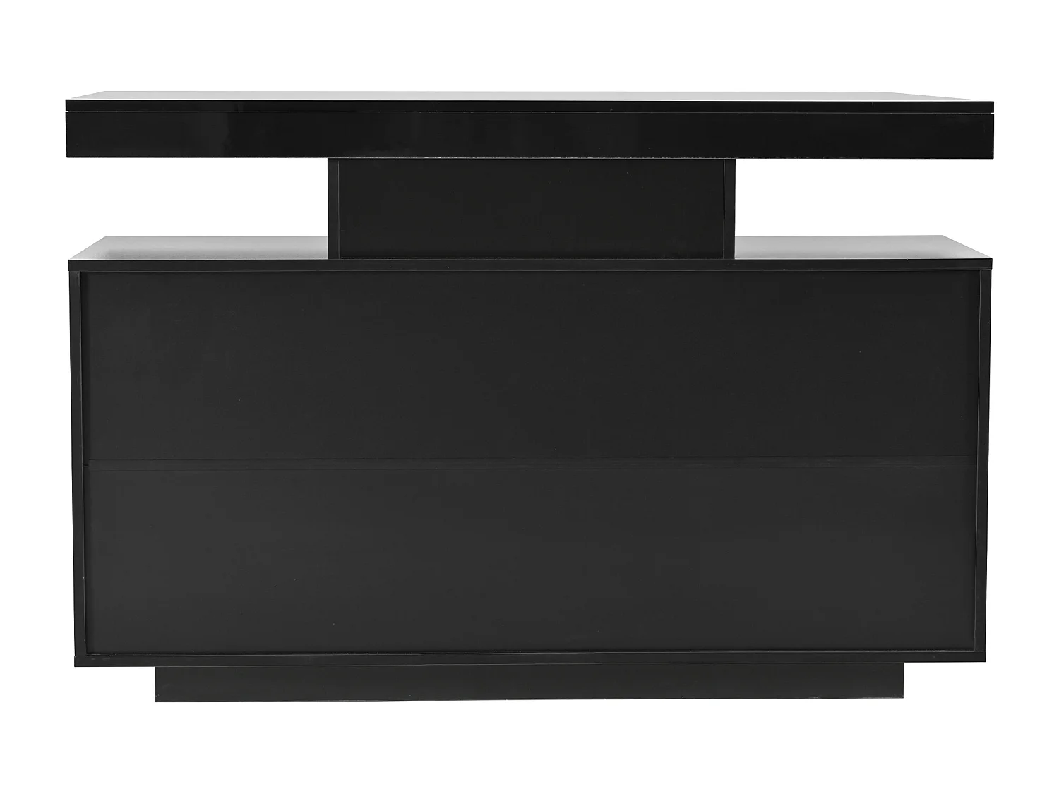 LED eetkamer dressoir met 2 deuren, 3 lades en open opbergruimte - hout - zwart (120x40x80 cm)