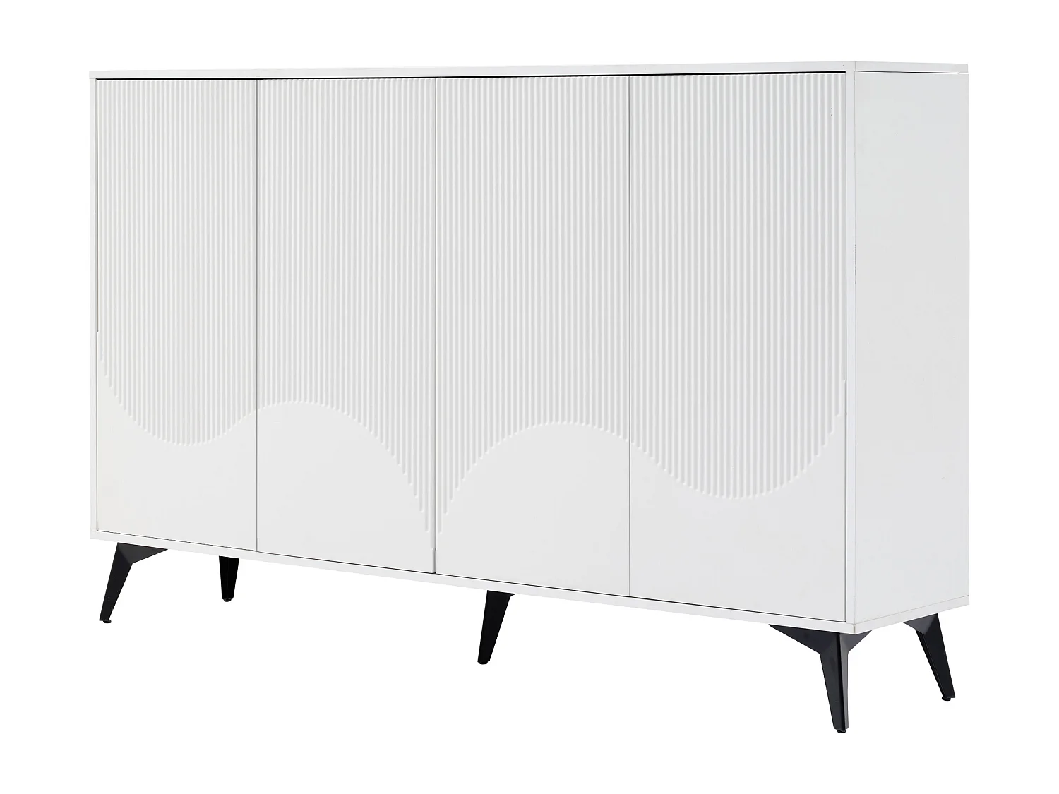 Eetkamer dressoir met 4 deuren opbergmeubel - verstelbare planken - hout - wit (160x35x100 cm)