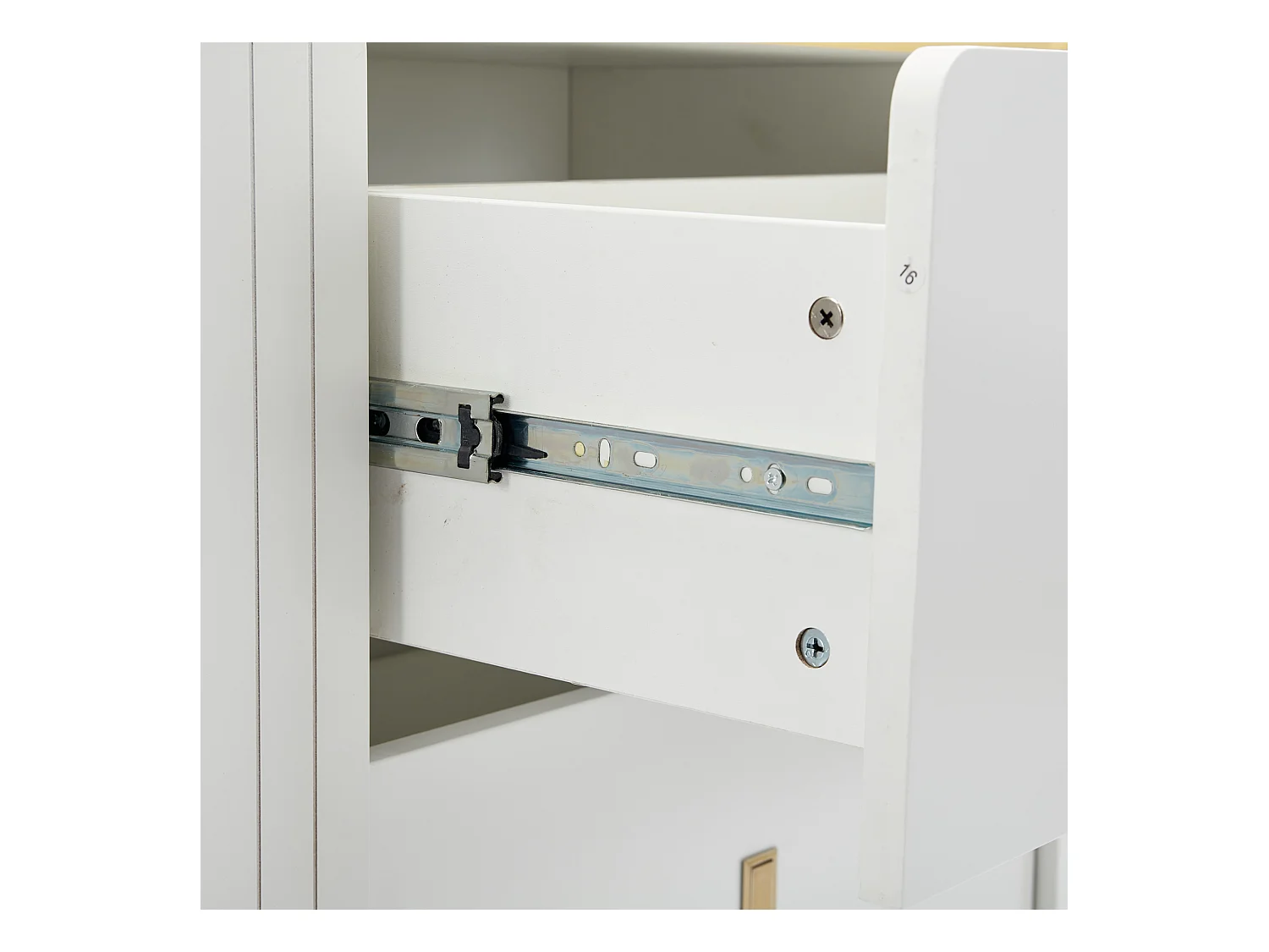 Buffet 150.5x35x80 cm LED avec 2 portes 3 tiroirs - meuble de rangement - bois - blanc