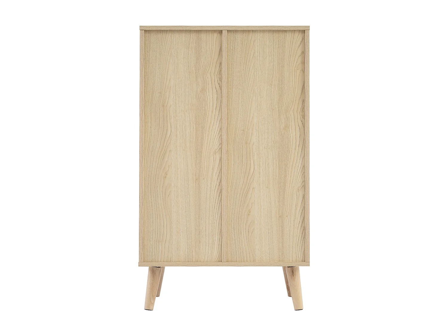 Buffet 60x40x101 cm avec 2 portes en rotin 1 tiroir et rangement ouvert - bois - chêne