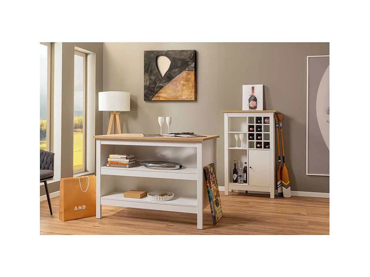 Buffet Avec Range-Bouteilles "Nichole" 124cm Blanc
