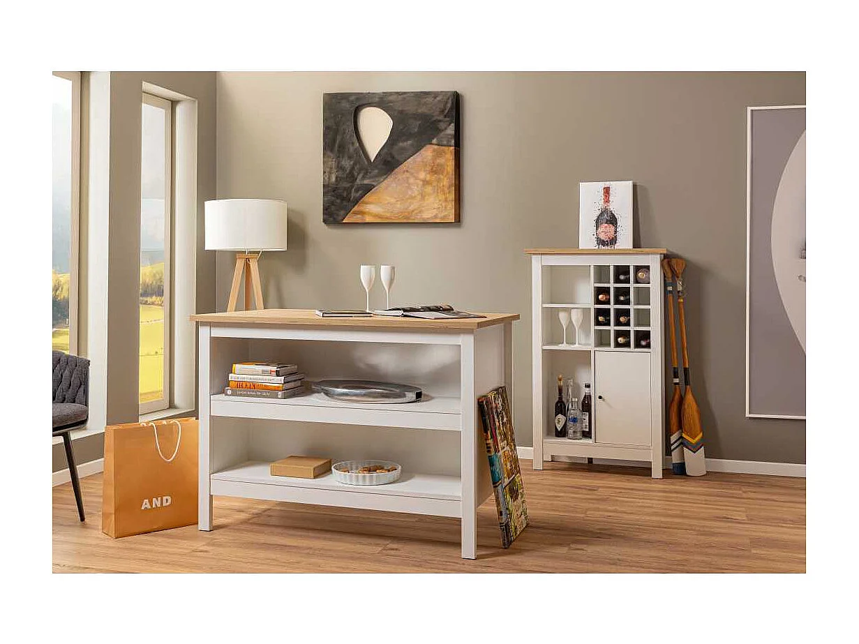 Buffet Avec Range-Bouteilles "Nichole" 124cm Blanc