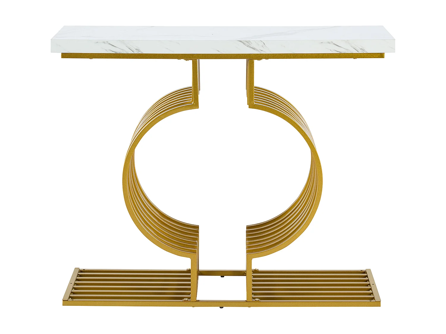 Table console 100x35x80cm moderne à haut brillant - pied en métal réglable - bois - blanc