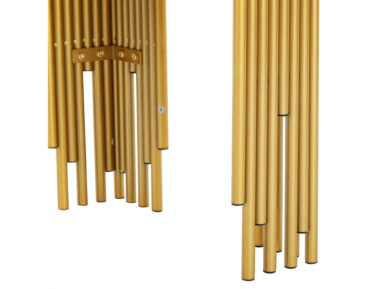 Table console 124x44x80cm avec plateau double noir moderne à haut brillant - pied en métal doré - bois