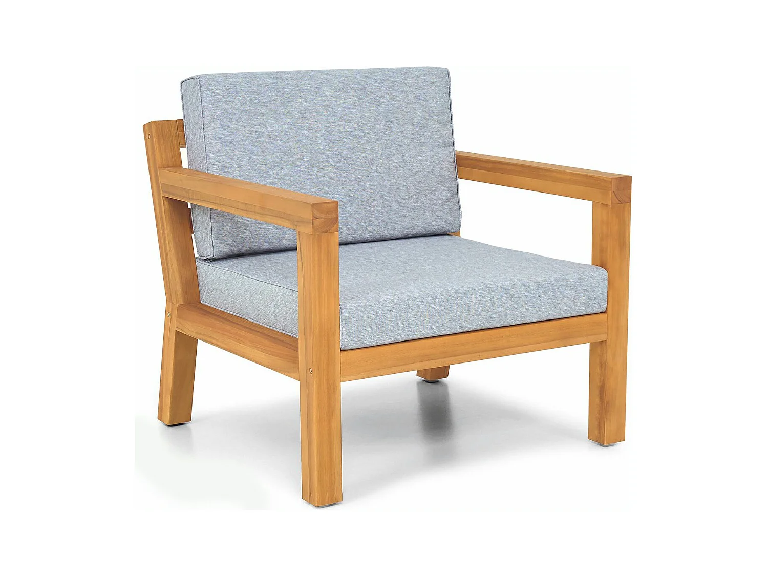 Fauteuil de jardin en bois FSC - coussins gris chiné - Palau