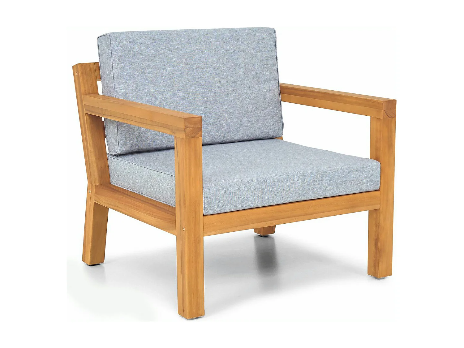 Fauteuil de jardin en bois FSC - coussins gris chiné - Palau