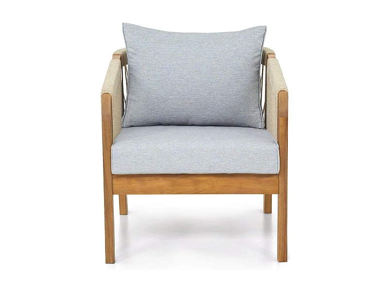 Lot de 2 fauteuils de jardin en bois FSC - coussins gris chiné - Symi