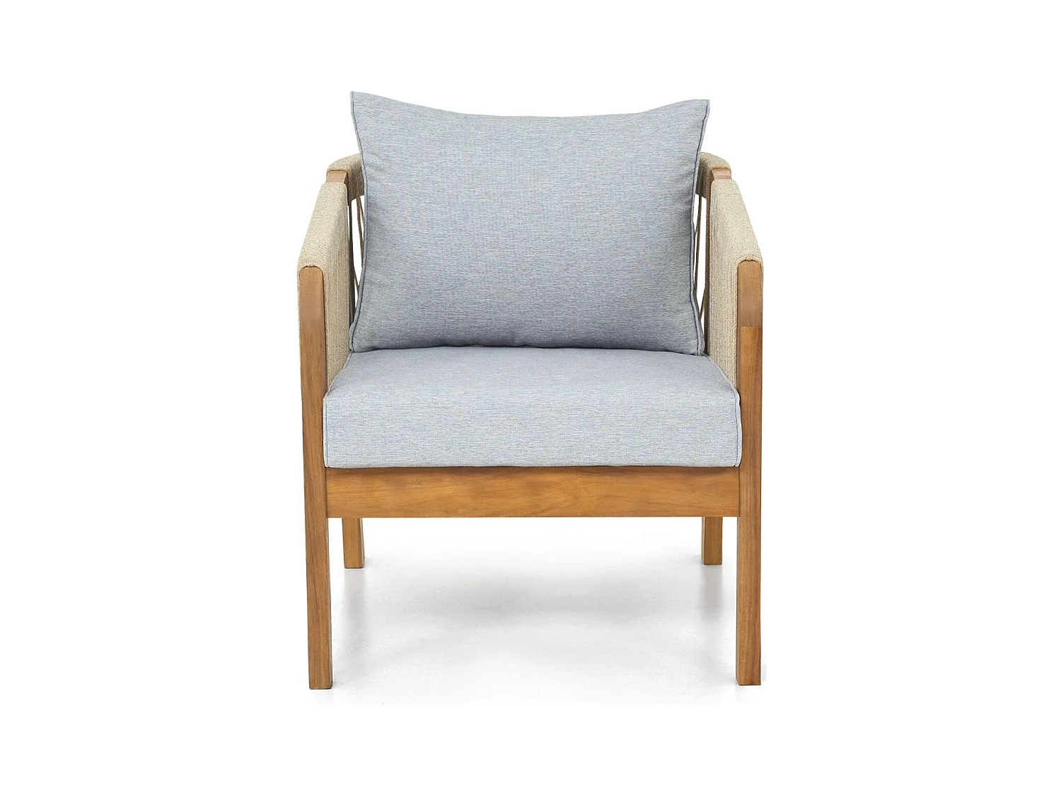 Lot de 2 fauteuils de jardin en bois FSC - coussins gris chiné - Symi