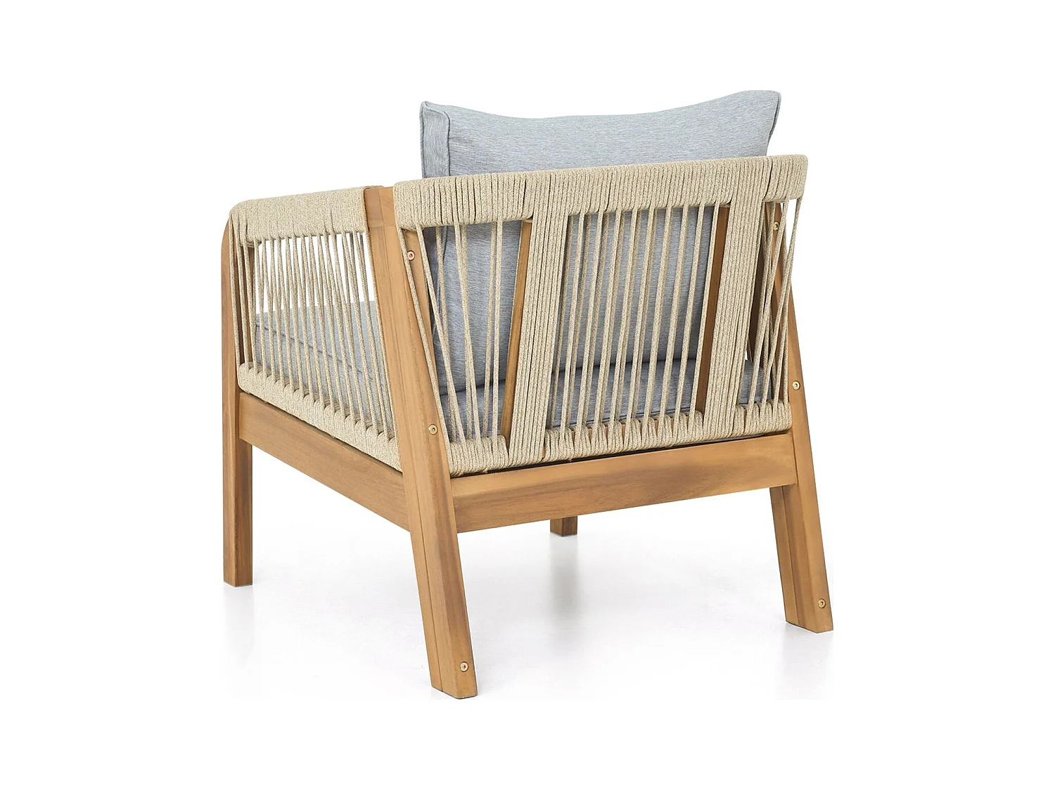 Lot de 2 fauteuils de jardin en bois FSC - coussins gris chiné - Symi