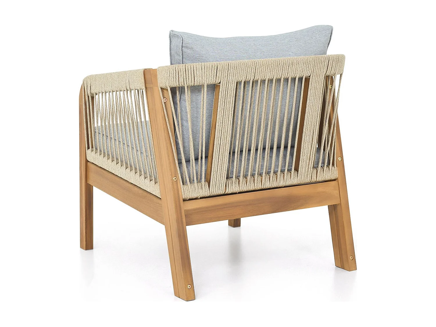 Lot de 2 fauteuils de jardin en bois FSC - coussins gris chiné - Symi