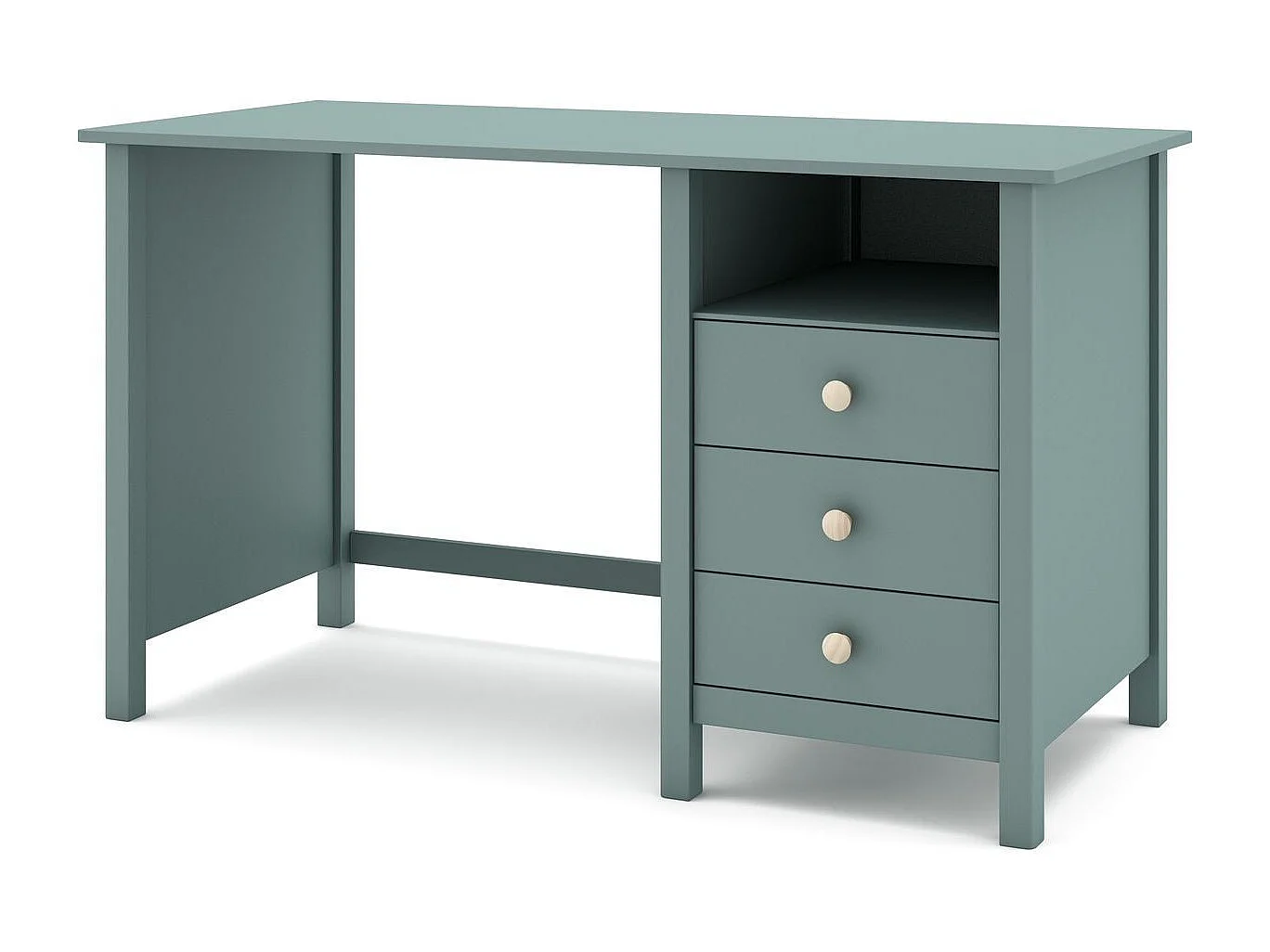 Bureau enfant 3 tiroirs en bois massif vert pétrole 120cm - Melvin
