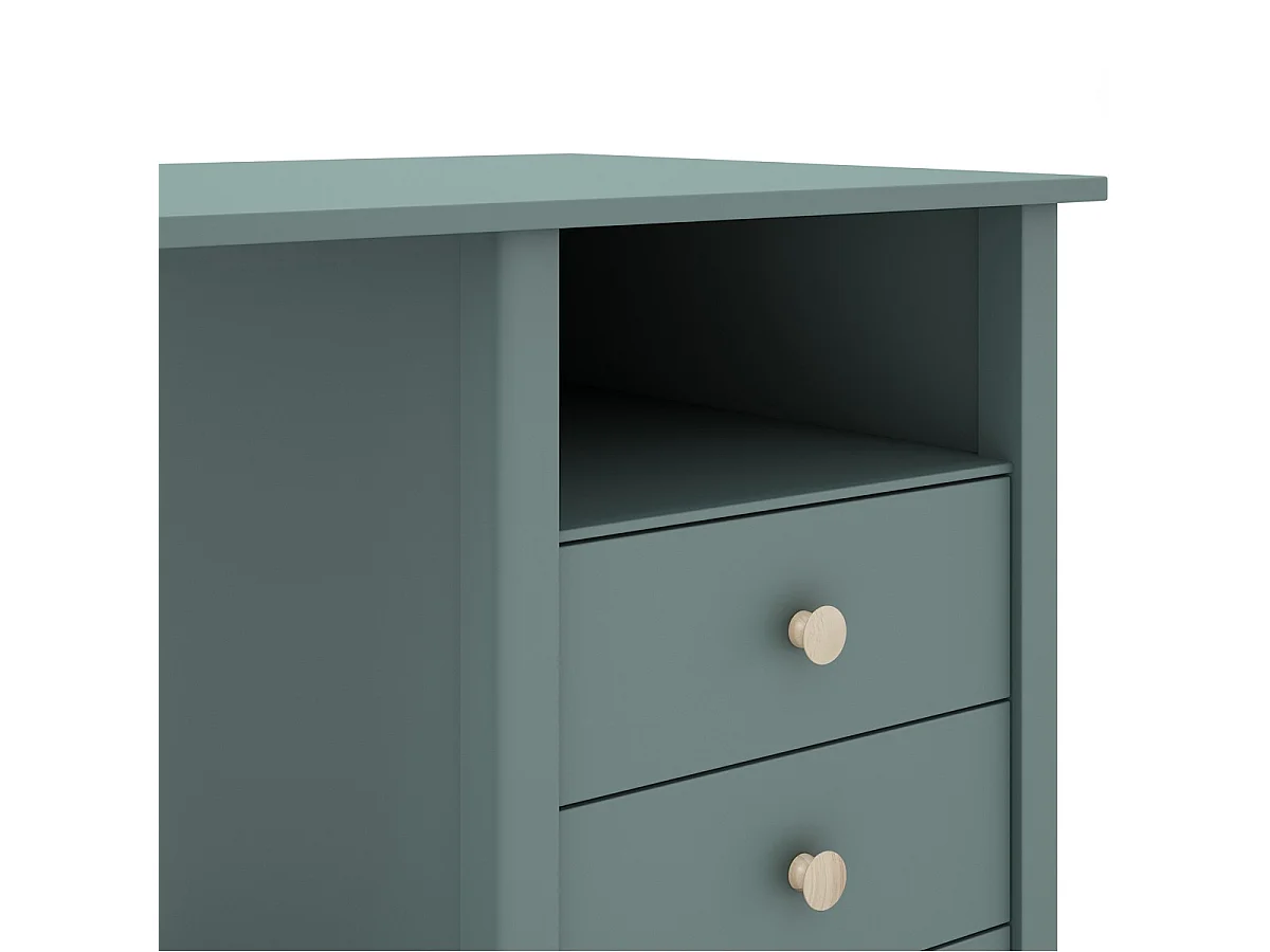 Bureau enfant 3 tiroirs en bois massif vert pétrole 120cm - Melvin