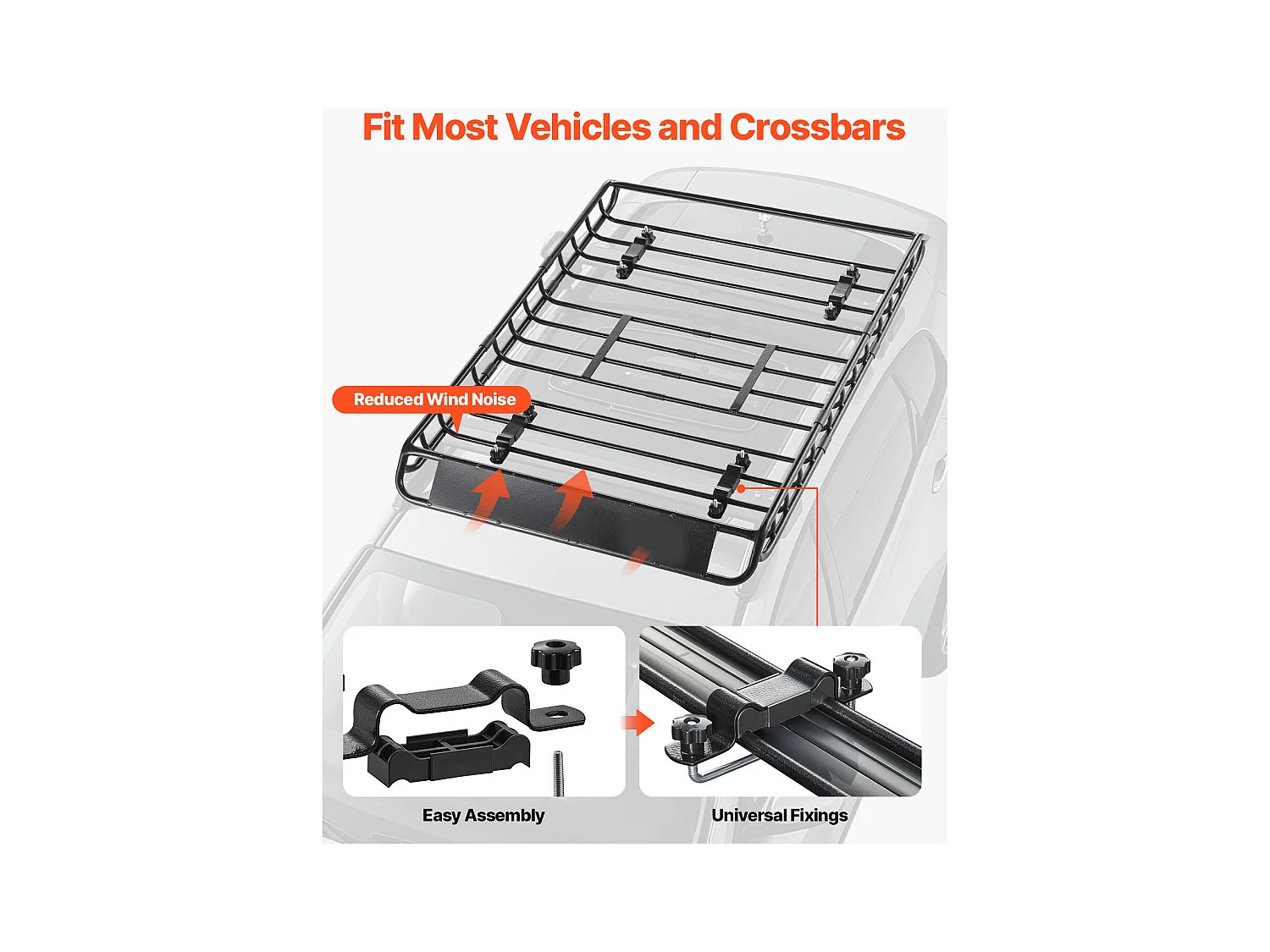 Porte-Bagage pour Voiture SucceBuy, 130 x 91 x 10,5 cm, Panier de Toit Universel en Acier Allié Antirouille, Capacité de Maximale de 90,7 kg, pour SUV Camion