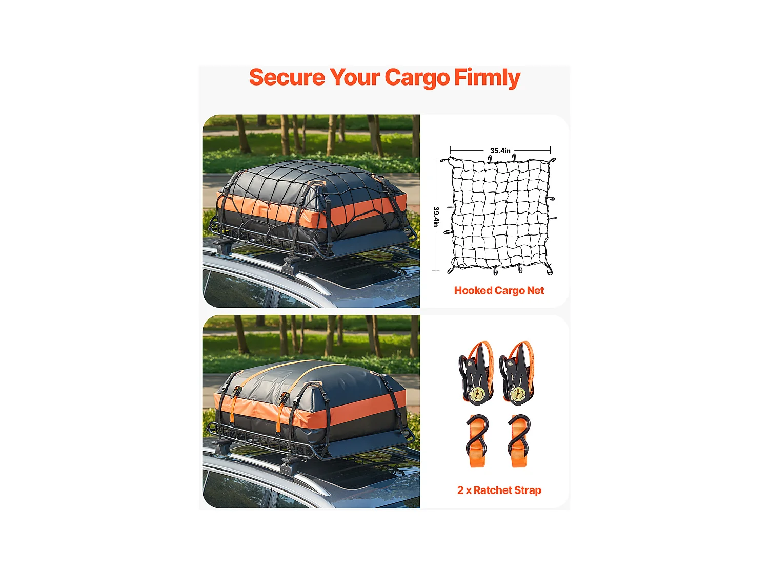 Porte-Bagage pour Voiture SucceBuy, 130 x 91 x 10,5 cm, Panier de Toit Universel en Acier Allié Antirouille, Capacité de Maximale de 90,7 kg, pour SUV Camion