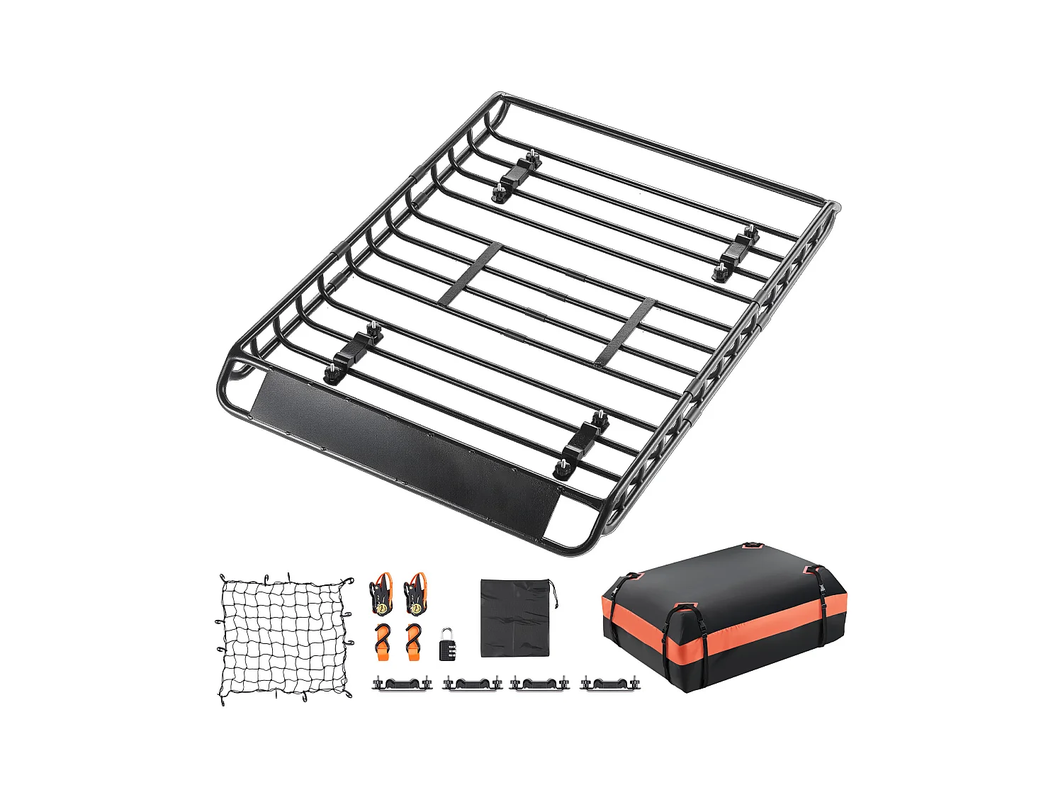 Porta-Malas para Carro SucceBuy, 130 x 91 x 10,5 cm, Cesto de Teto Universal em Aço Liga Anticorrosivo, Capacidade Máxima de 90,7 kg, para SUV Caminhão