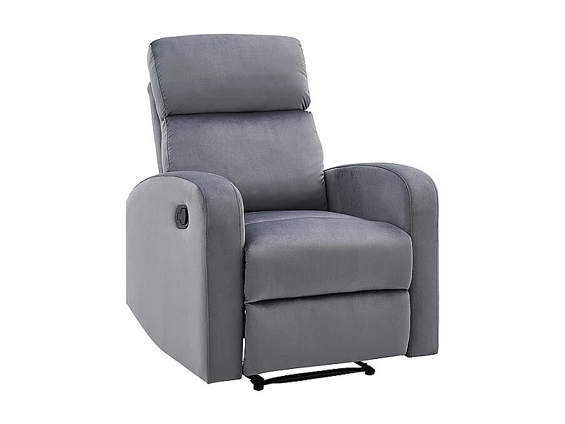 Fauteuil de relaxation mécanique en velours avec un repose pied - Gris - H 100 cm x l 75 cm
