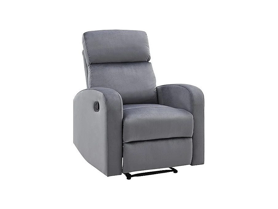 Fauteuil de relaxation mécanique en velours avec un repose pied - Gris - H 100 cm x l 75 cm